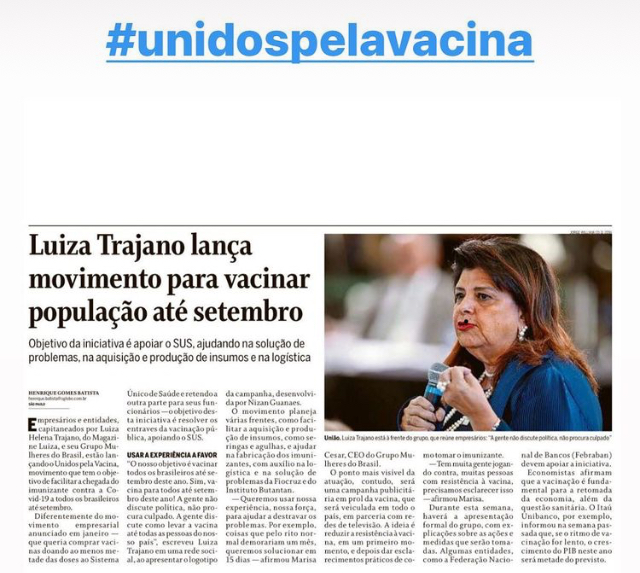 Artikel in der brasilianischen Tagespresse zur Organisation der Impfungen