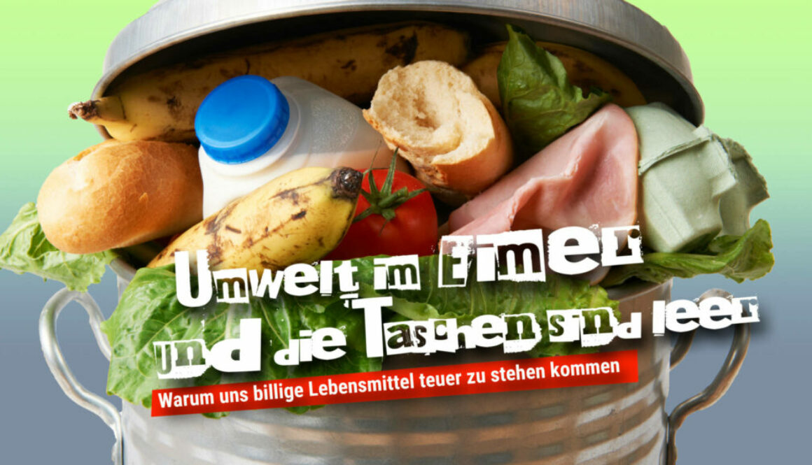 Umwelt im Eimer - Taschen leer